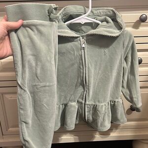 Ralph Lauren Kids Matching Velour Set in Light Green